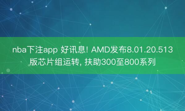 nba下注app 好讯息! AMD发布8.01.20.513版芯片组运转， 扶助300至800系列